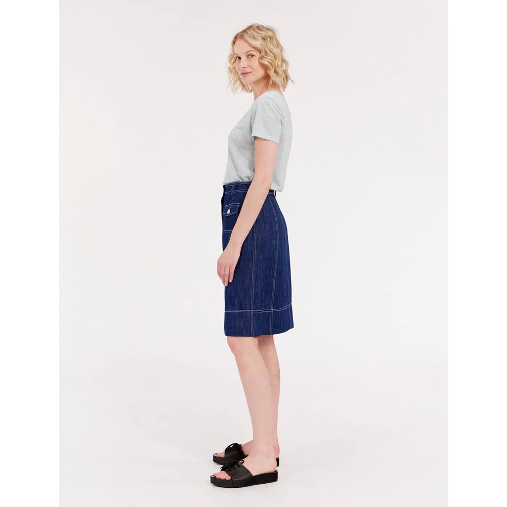 Ines De La Fressange Paris Elegante Denim Rok met Stijlvolle Details Blue Dames