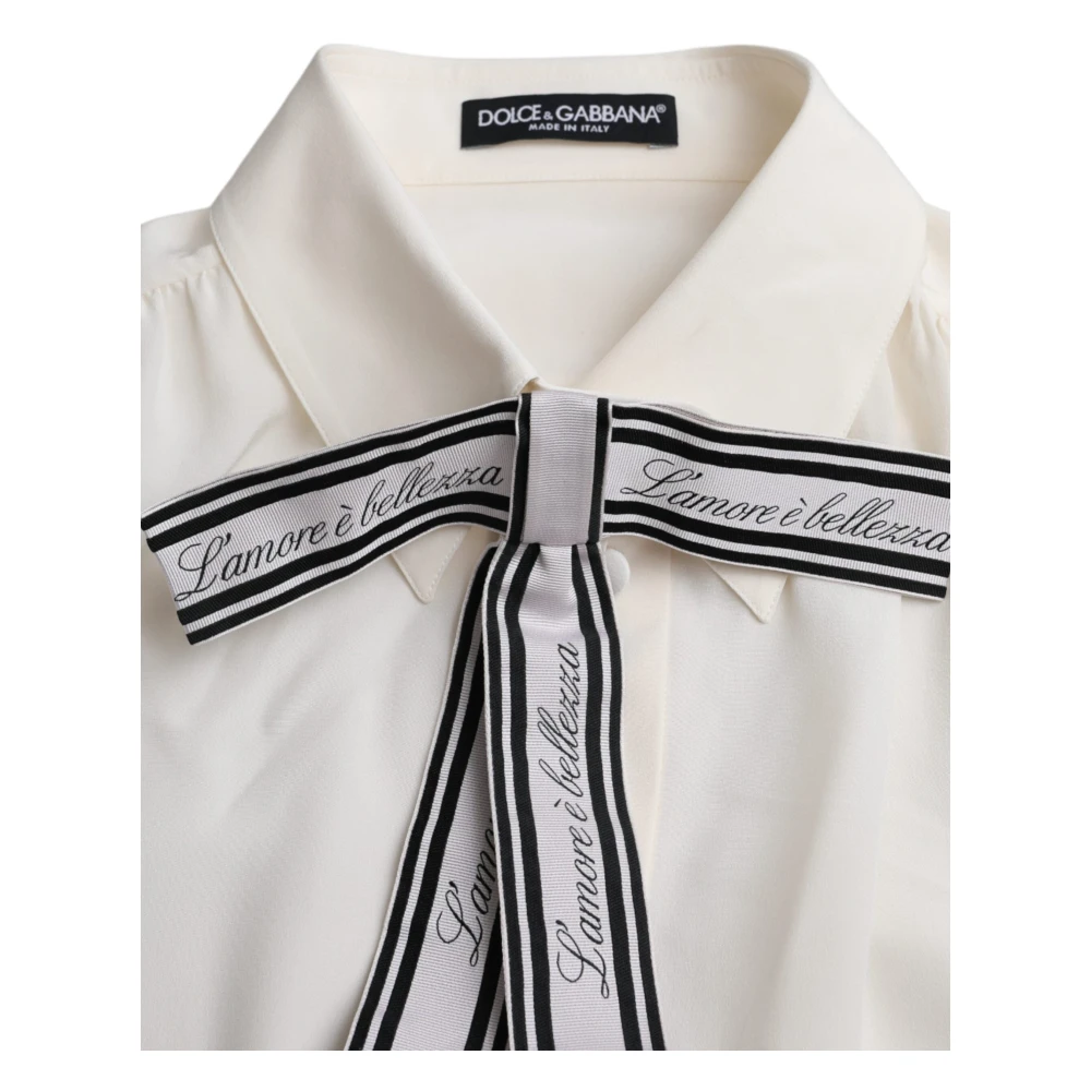 Dolce & Gabbana Off White Button-Down Polo Top White Dames