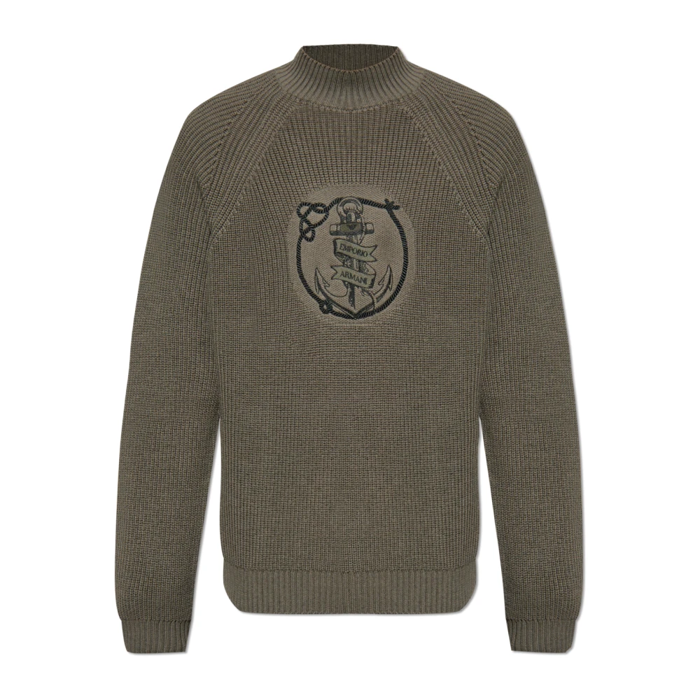 Emporio Armani Turtleneck met geborduurd patroon Green Heren