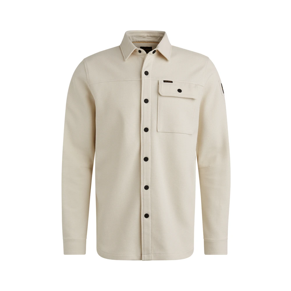 PME Legend Wafel Dubbelzijdig Jersey Overhemd Jas Beige Heren