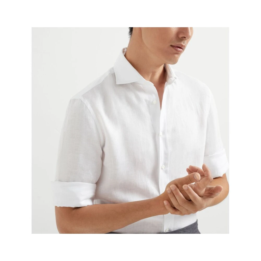BRUNELLO CUCINELLI Witte Overhemd met Knopen Lange Mouwen White Heren