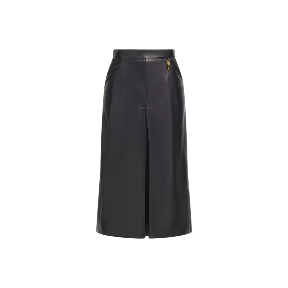 Roberto Cavalli Women's Black Midi Skirts, Xl, Leather Midi Skirt