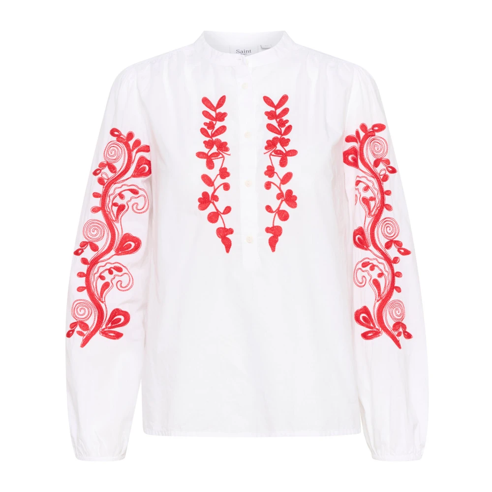 Saint Tropez Witte Geborduurde Overhemdblouse White Dames