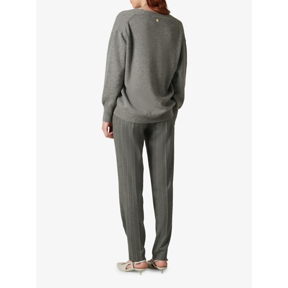 Manila Grace Slim Fit Chino Broek in Grijs Gray Dames