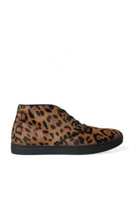 Leopard Print Mid-Top Sneakers Skor