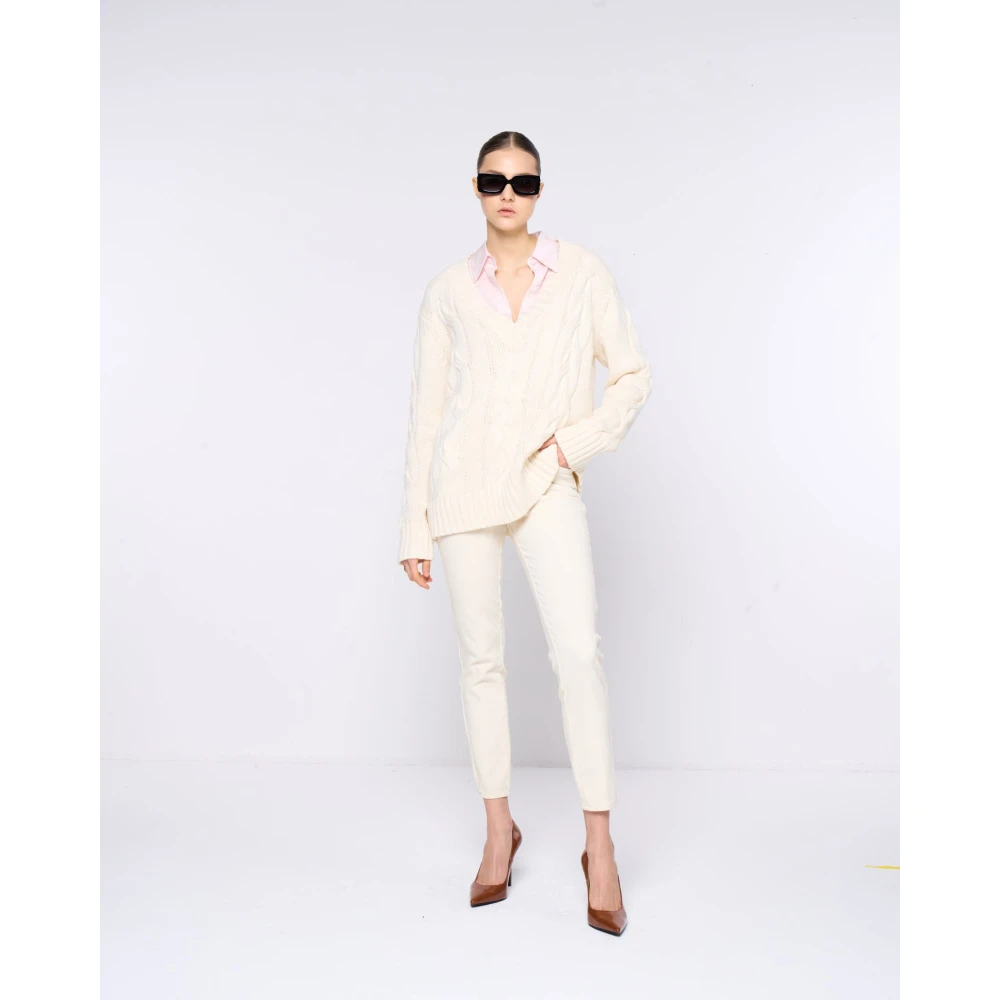 Silvian Heach Slim Fit Jeans met Medium Taille White Dames