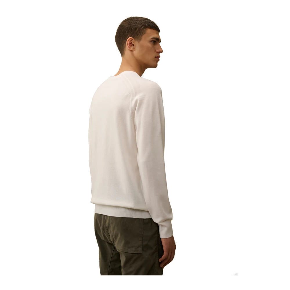 C.P. Company Merino Wol Ronde Hals Trui met Lens Zak Beige Heren