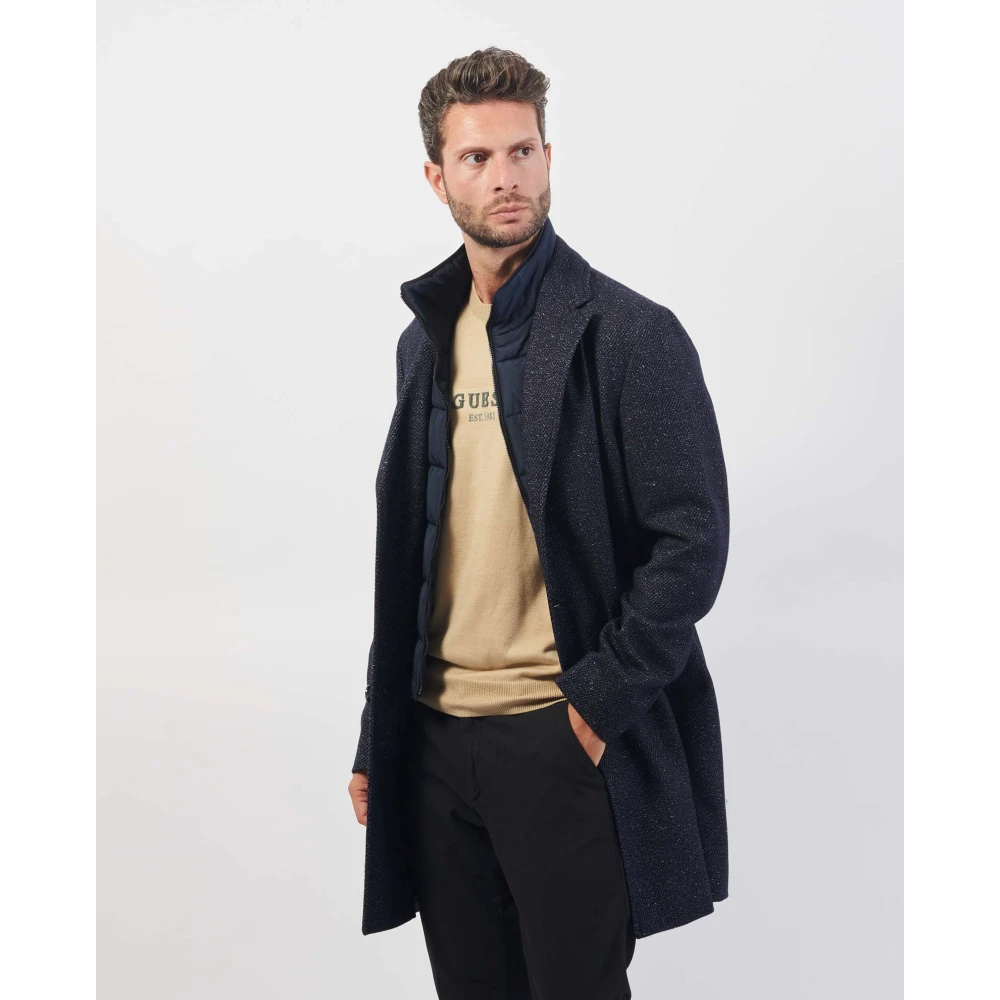Boss Blauwe Tweed Slim Fit Jas Blue Heren
