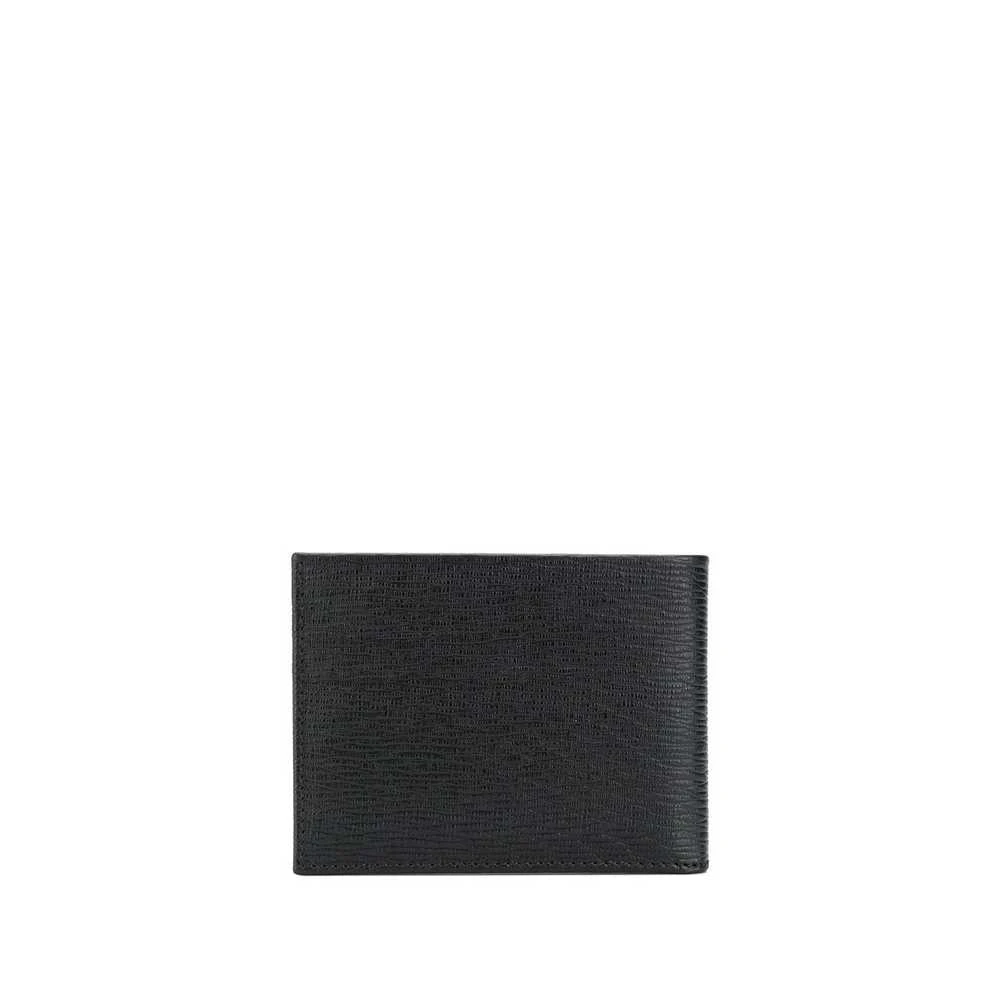 Salvatore Ferragamo Zwarte Leren Portemonnee met Korrelige Textuur Black Heren