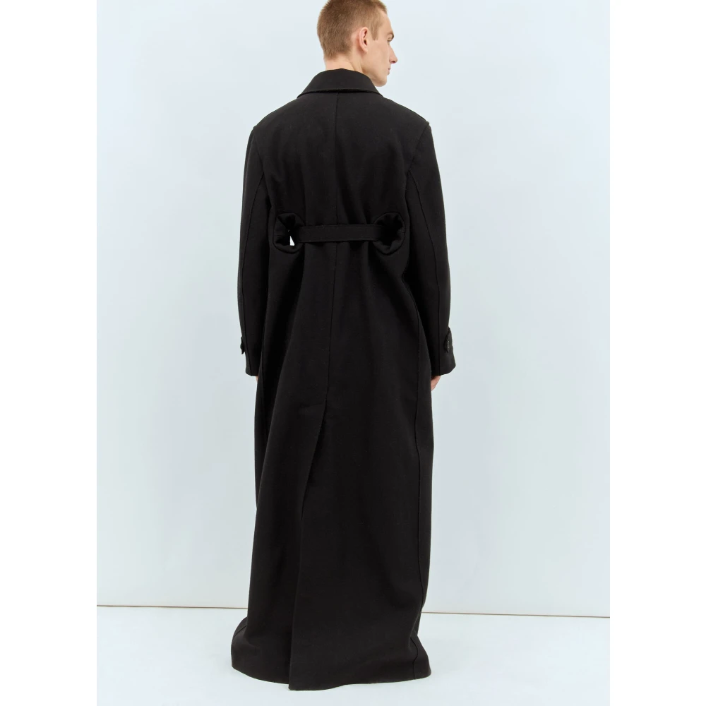 Walter Van Beirendonck Maxi Coat in gecoate viltwol Black Heren