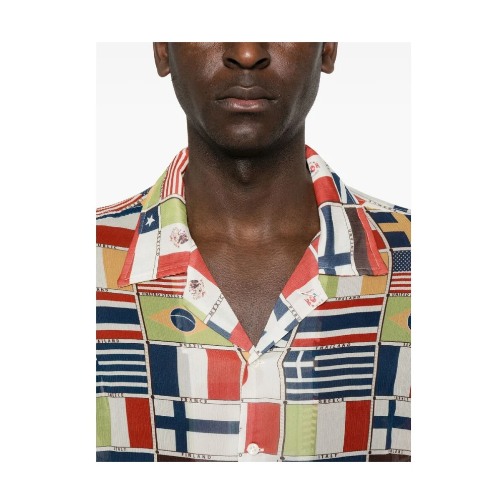 Bode Navy Blue Camp Kraag Shirt Multicolor Heren