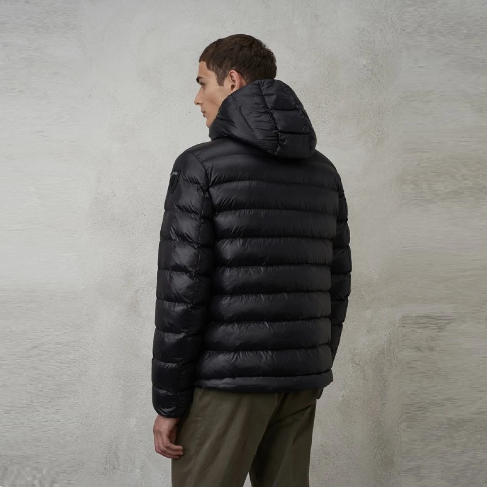 Blauer Heren gewatteerde jas met capuchon Black Heren