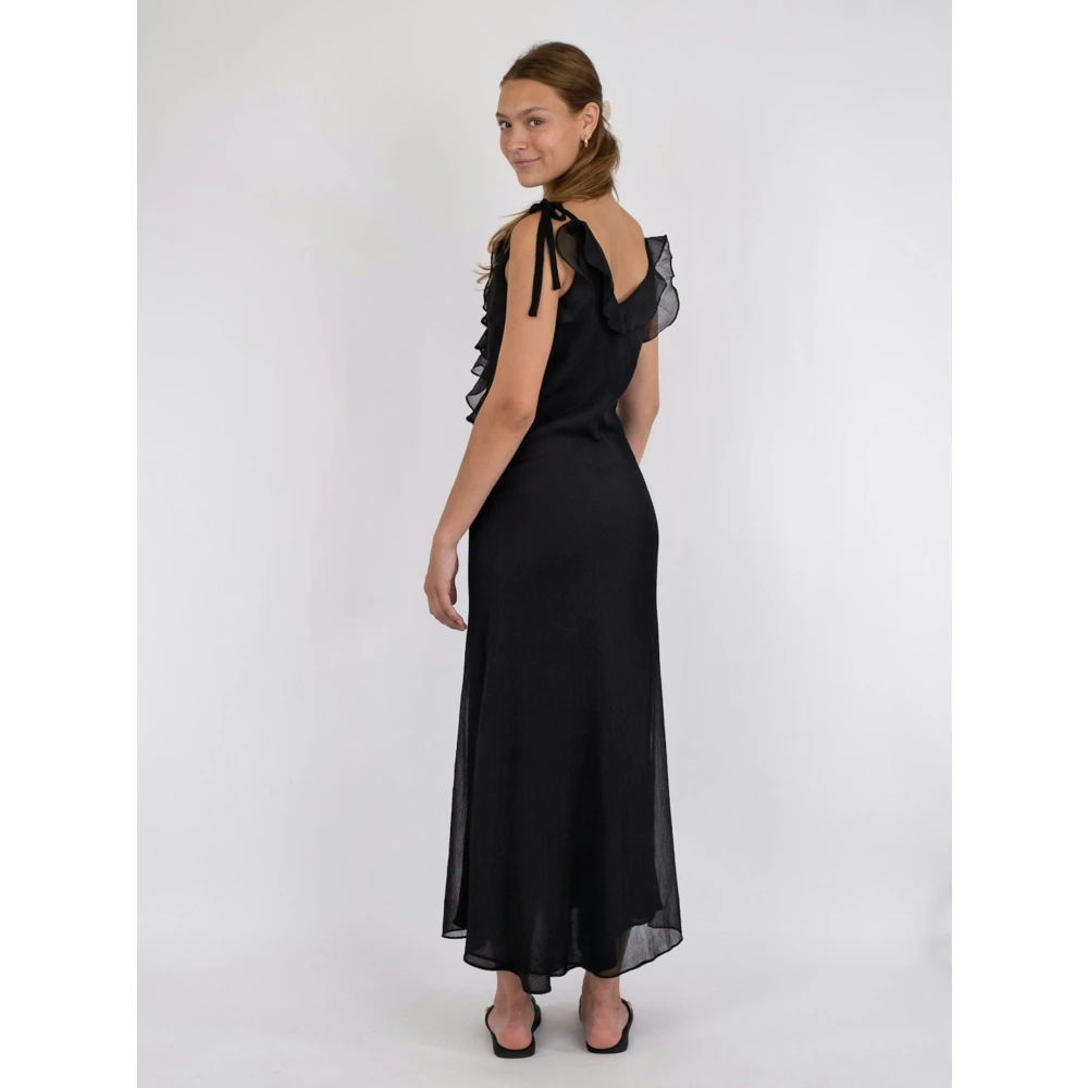 NEO NOIR Elegante Strap Jurk met Ruches Black Dames