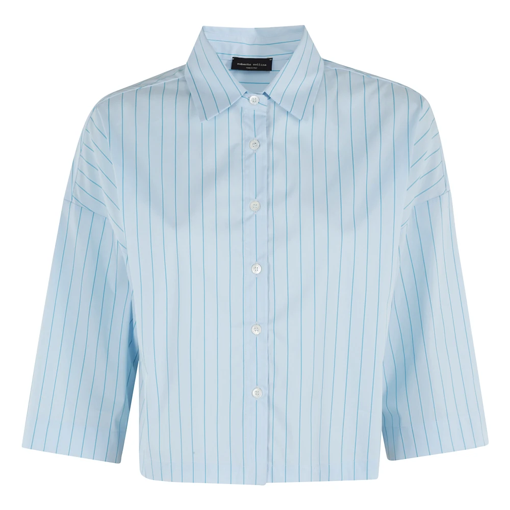 Roberto Collina Gestreept Overhemd Blue Dames
