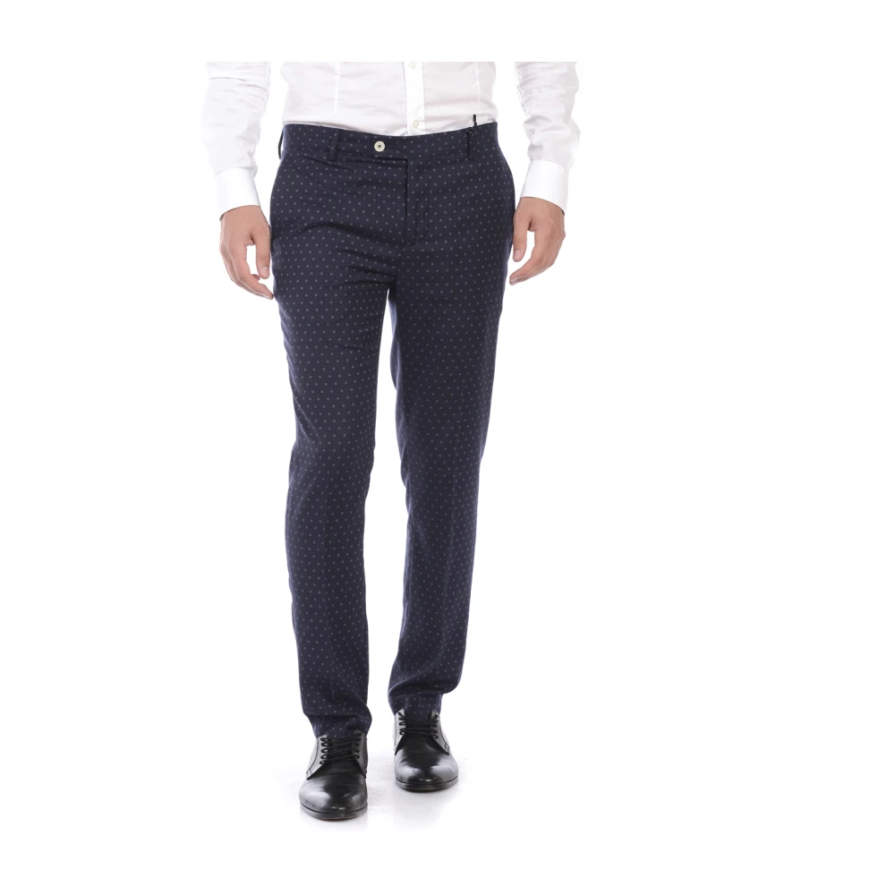 Daniele Alessandrini Men's Blue Suit Trousers, M, Pantalone Slim Fit Bottone