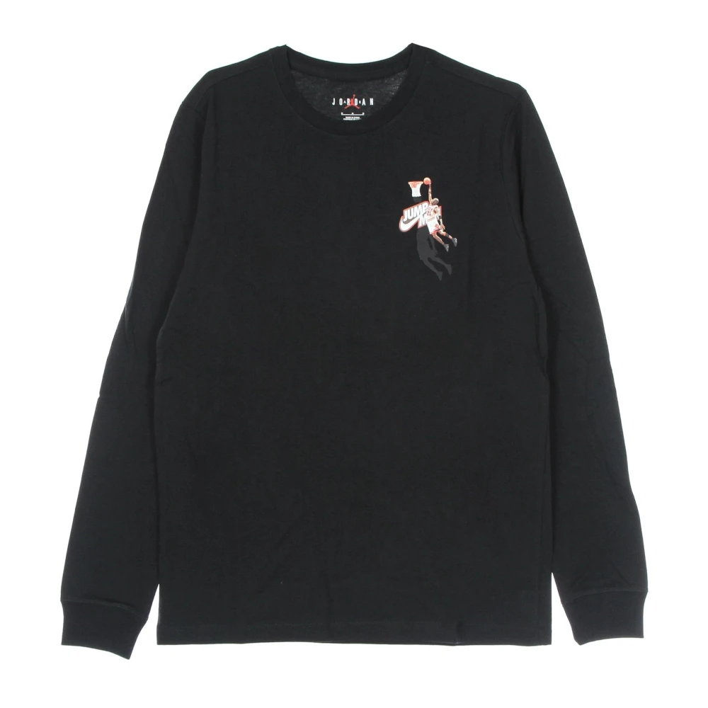 Jordan Lange Mouw T-shirt Zwart Rood Print Black Heren