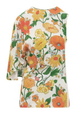 Lady Garden-tryckt one-shoulder-topp