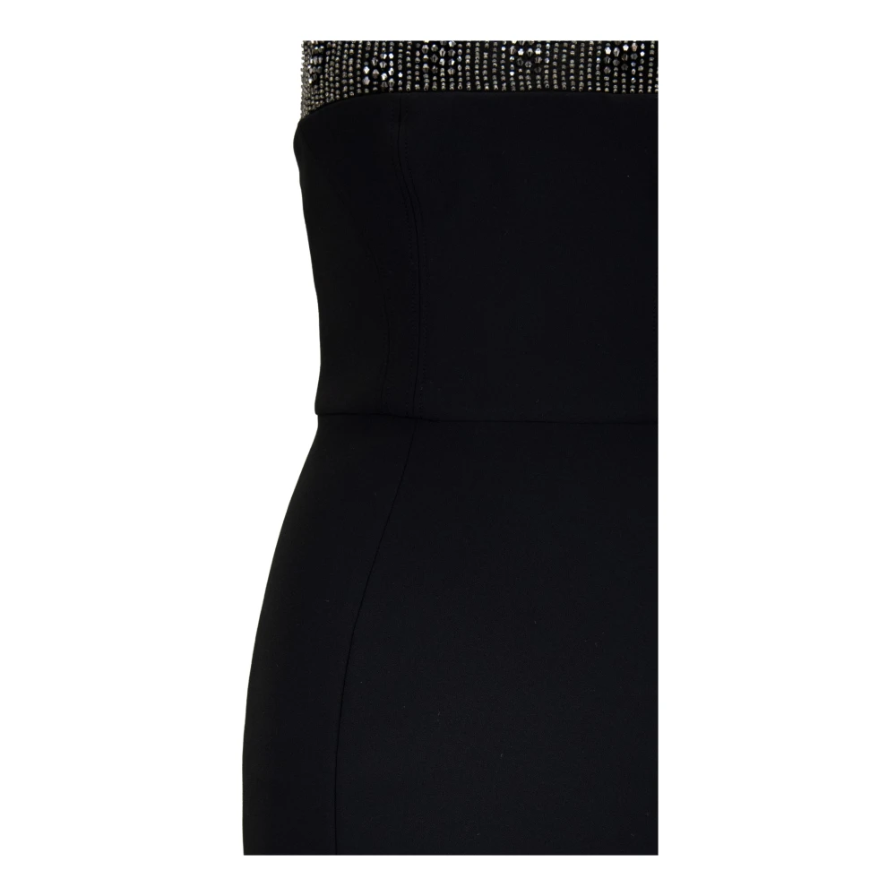 Elisabetta Franchi Mouwloze Jurk met Versieringen Black Dames