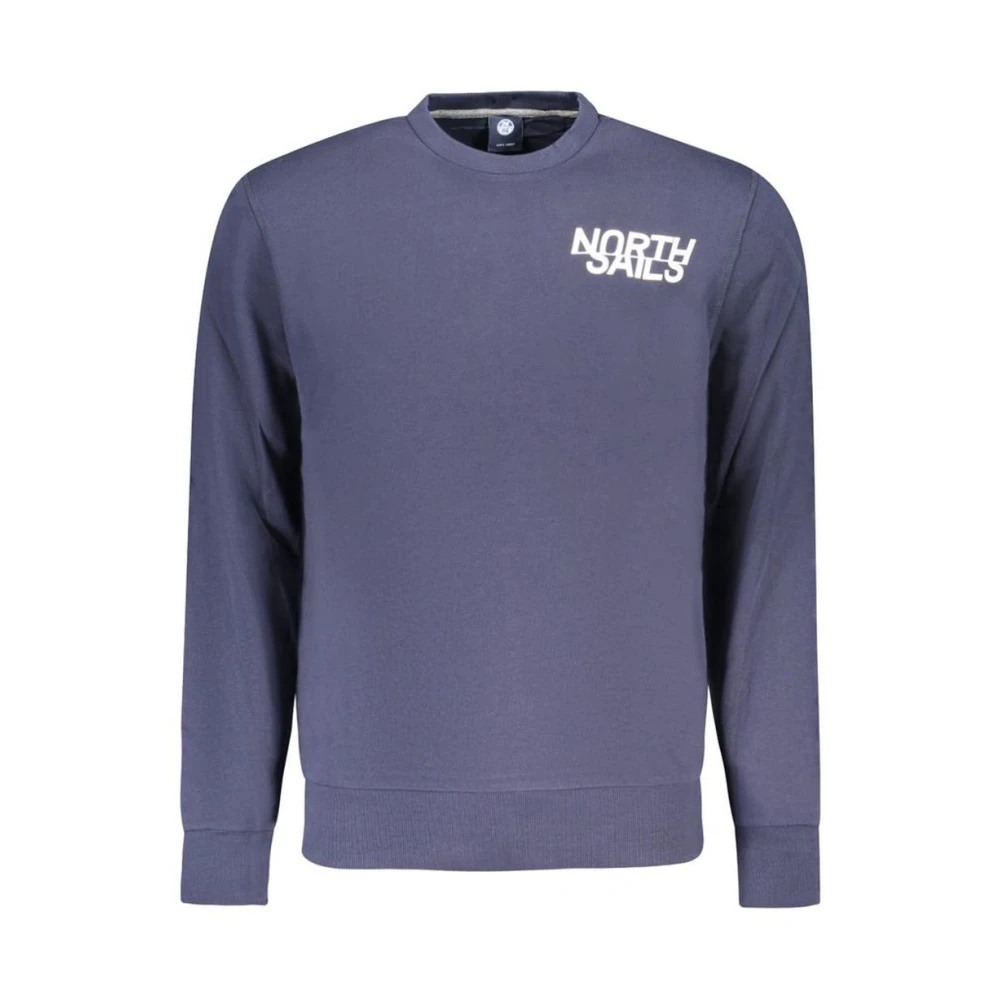 North Sails , Sweatshirts, Male, Blue, Xl, Cotton Sweatshirt With Ribbed Trim And Crew Neck