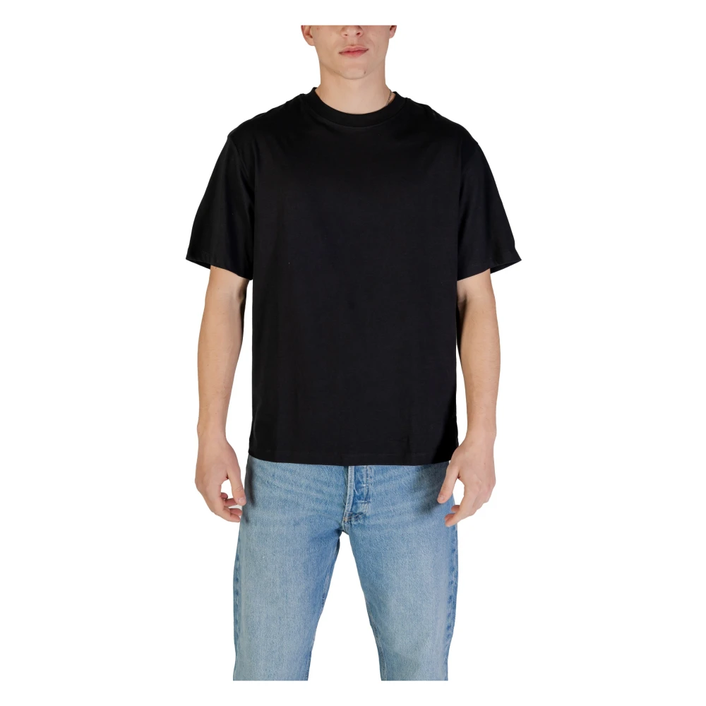 jack & jones Zwarte Katoenen T-shirt Korte Mouw Black Heren