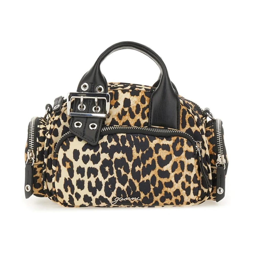 Ganni Women's Brown Handbags, One Size, Leopard Print Shoulder Bag