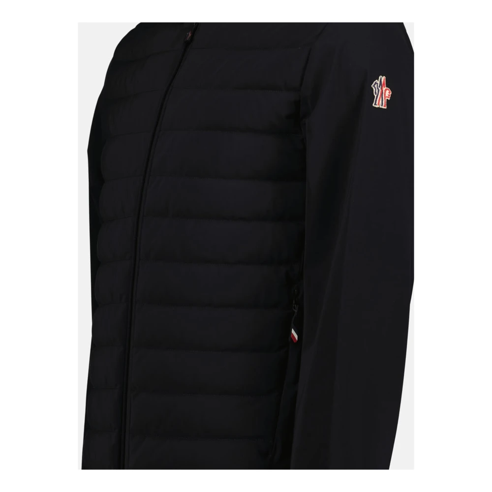 Moncler Zwarte Nylon Hoge Hals Jas Black Heren