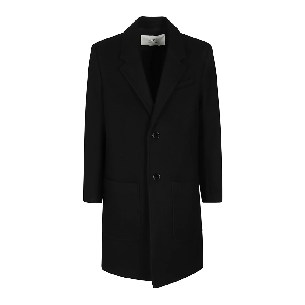 Ami Paris Single-Breasted Coats Black Heren