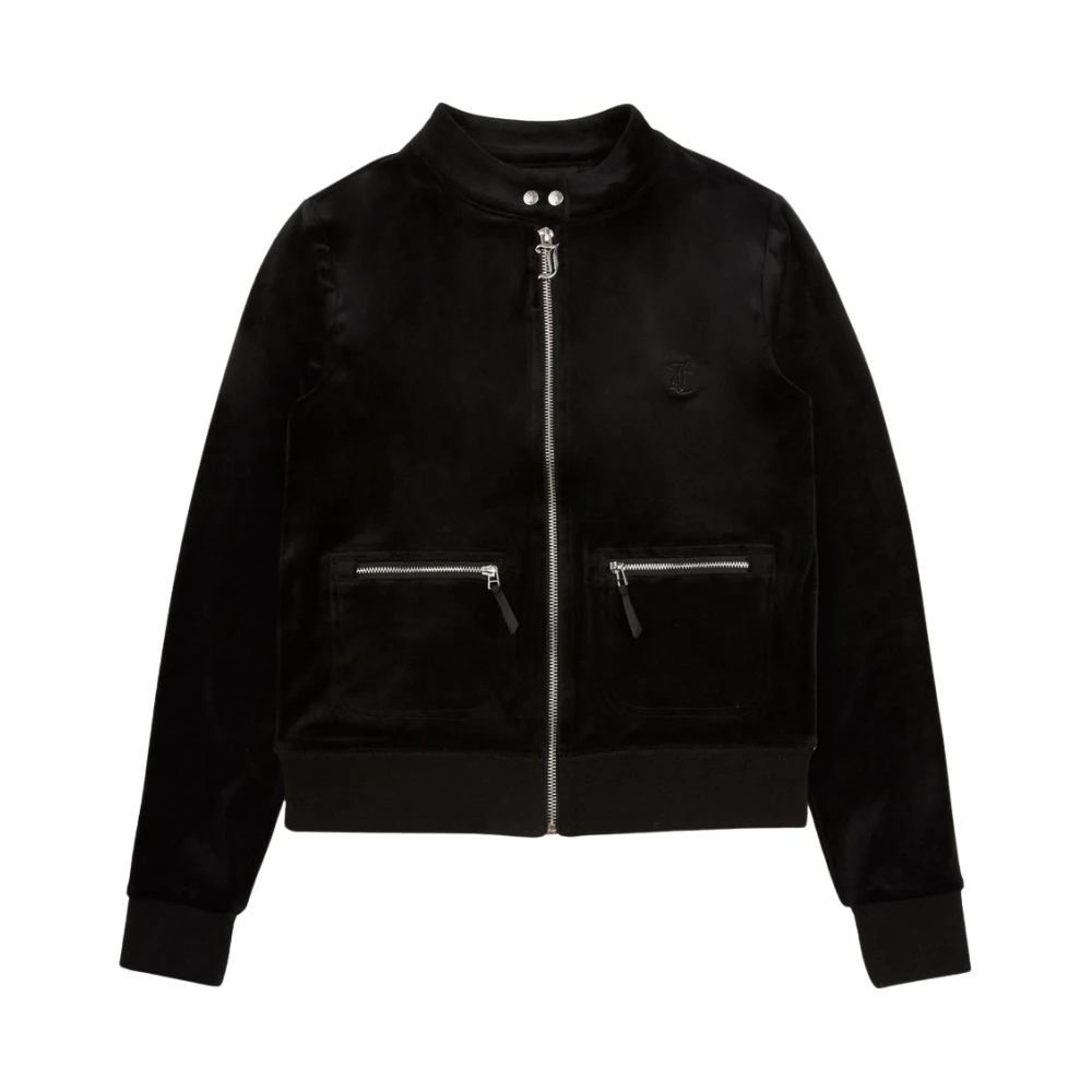 Juicy Couture Zwarte Moto Zip Track Top Black Dames
