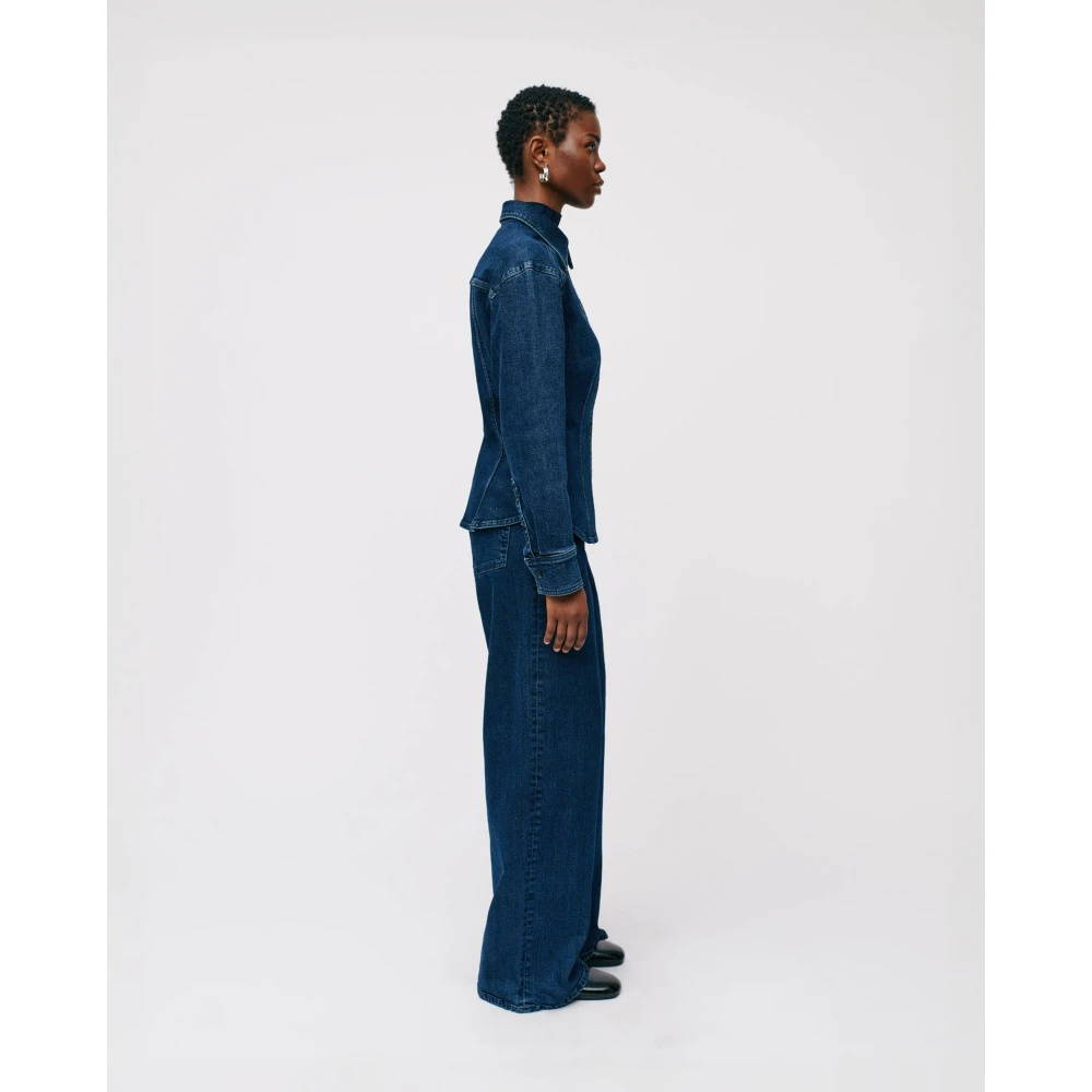 IVY OAK Gebogen Denim Blouse met Gewassen Look Blue Dames