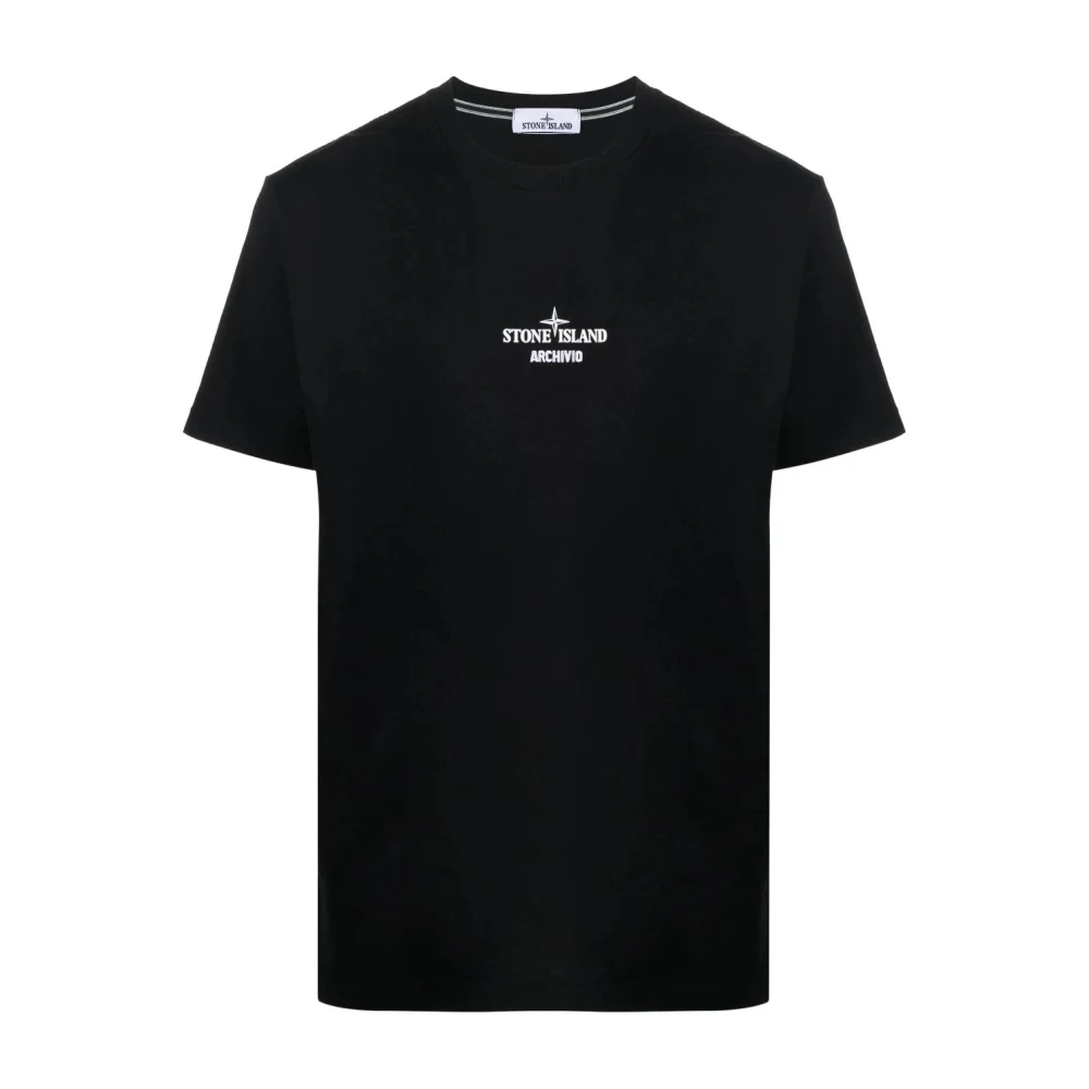Stone Island Grafische Print Katoenen T-Shirt Black Heren