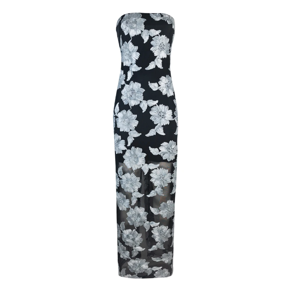 Rotate Birger Christensen Bloemen Maxi Jurk met Rits Gray Dames