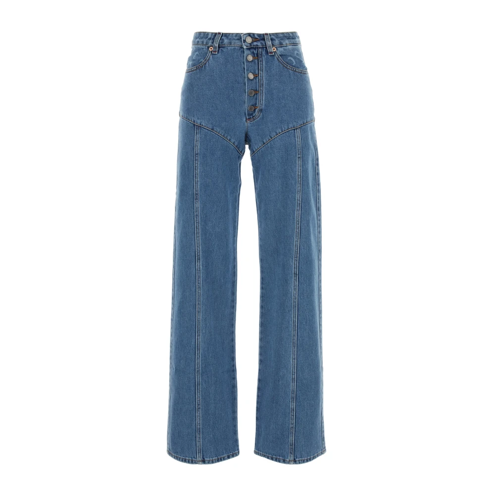 Marine Serre Laser Denim Flare Jeans Blue Dames