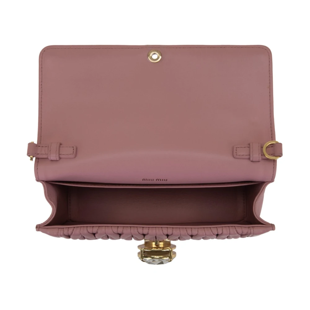Miu Leren Dames Schoudertas met Envelop Zakken Pink Dames