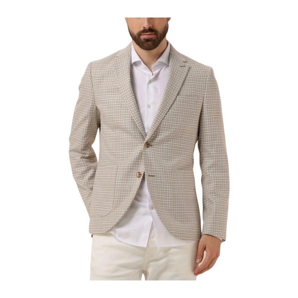Matinique geruit slim fit colbert met wol oyster gray