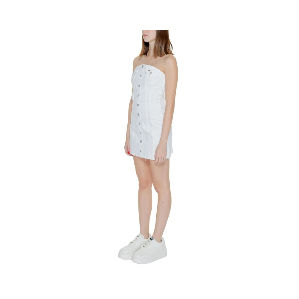 Tommy Jeans Korte Katoenmix Jurk Collectie White Dames