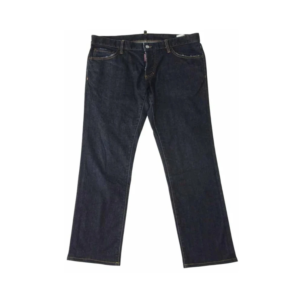 Dsquared2 Luxe Blauwe Jeans Kort Slim Fit Blue Heren