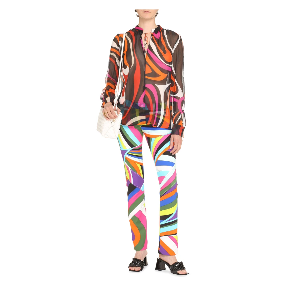 EMILIO PUCCI Zijden blouse met Marmo-print Multicolor Dames