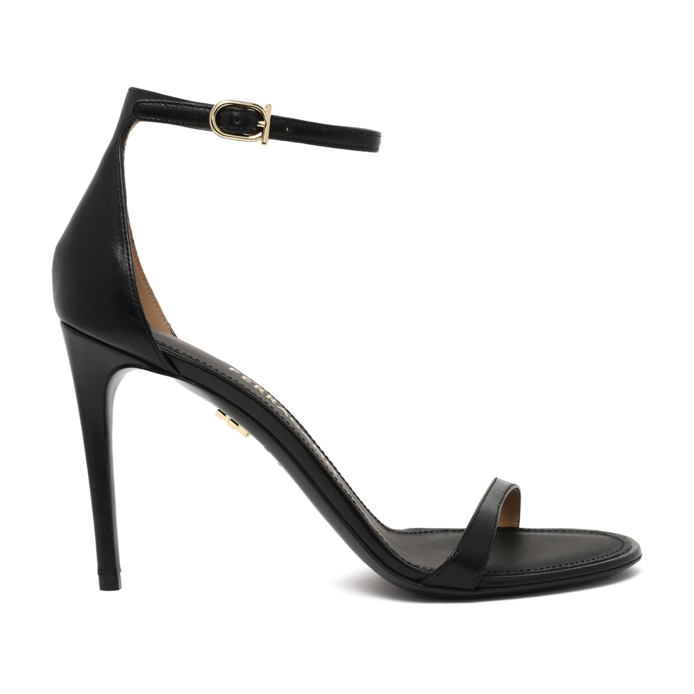 Ferragamo Black High Heel Sandals, Female, 6 Uk, Leather Ankle-Strap Sandals