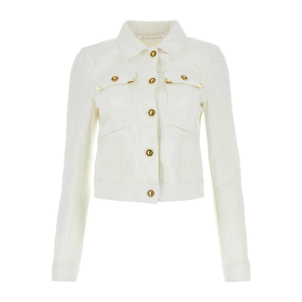 Palm Angels Women's White Short Denim Jacket