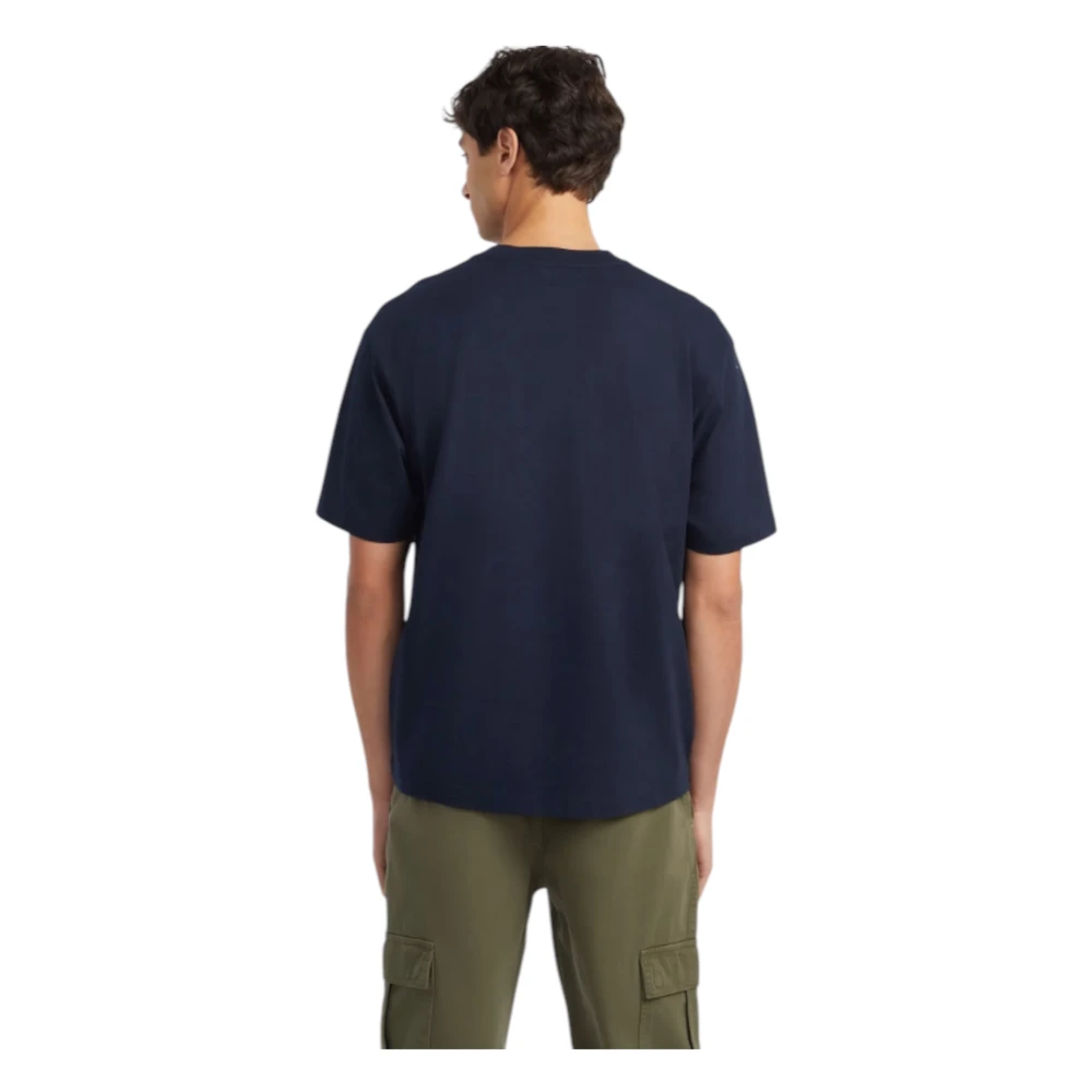 Guess Oversized Jersey T-shirt van Biologisch Katoen Blue Heren