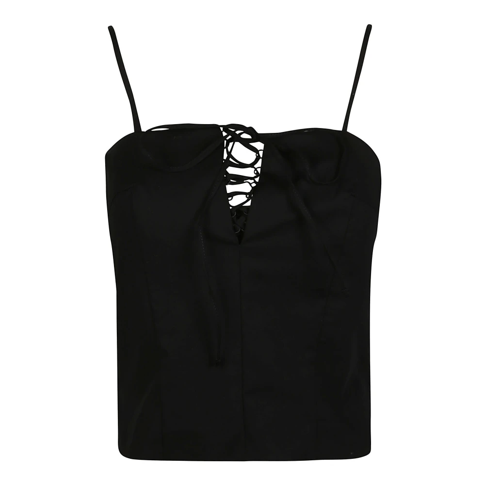 Federica Tosi Stijlvolle Lace-Up Top Black Dames