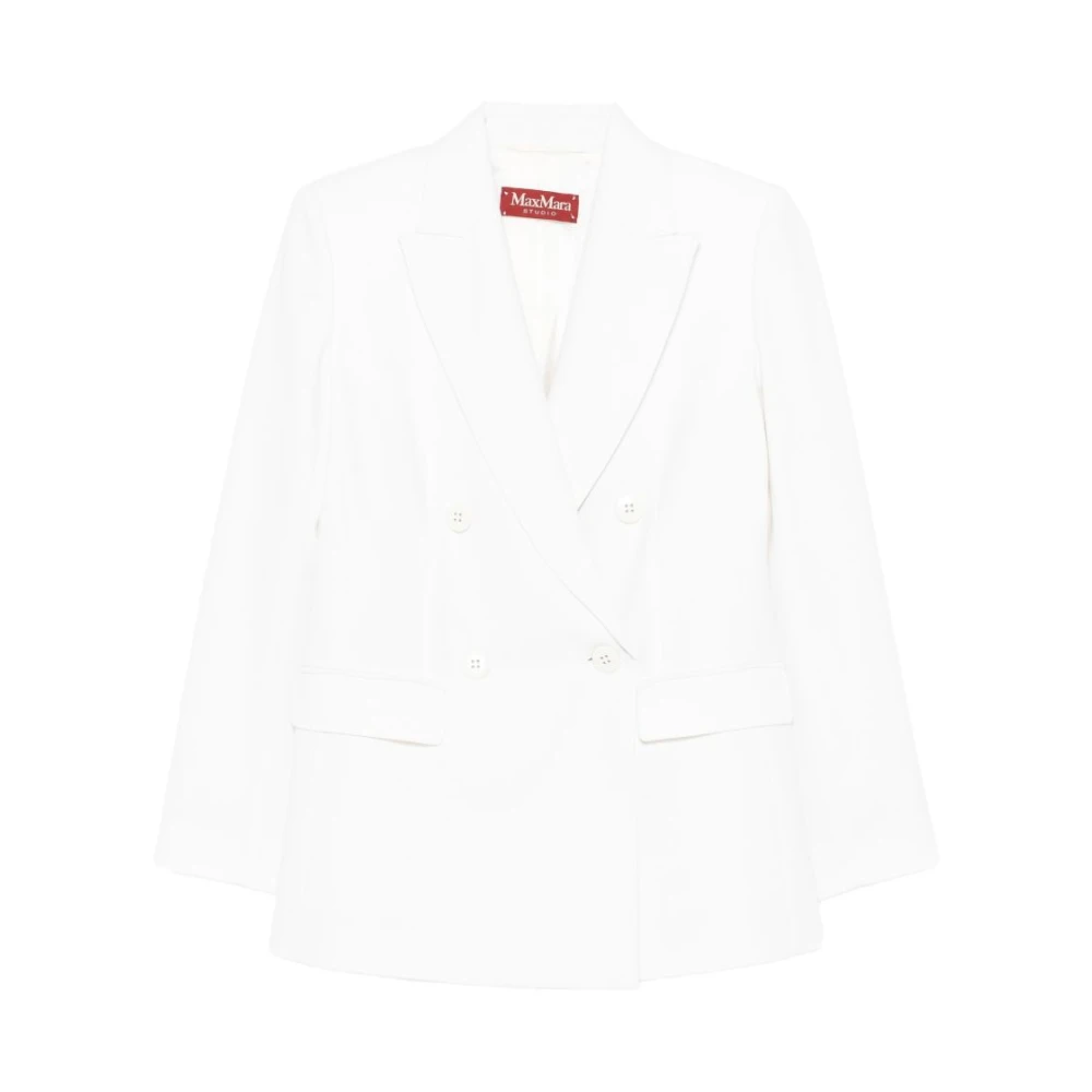 Max Mara Studio Women's White Blazers, Xs, Double-Breasted Jacket Grembo