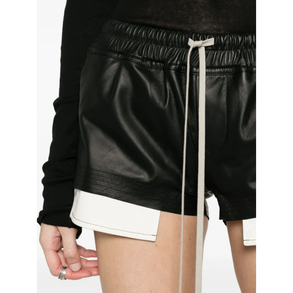 Rick Owens Zwarte leren boxershorts Black Dames
