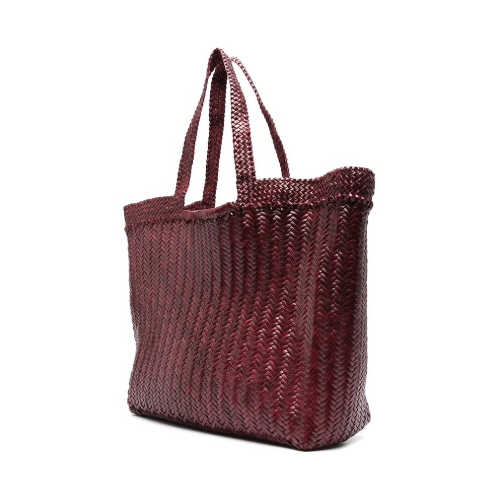 Dragon Diffusion Rode Leren Geweven Tote Tas Red Dames