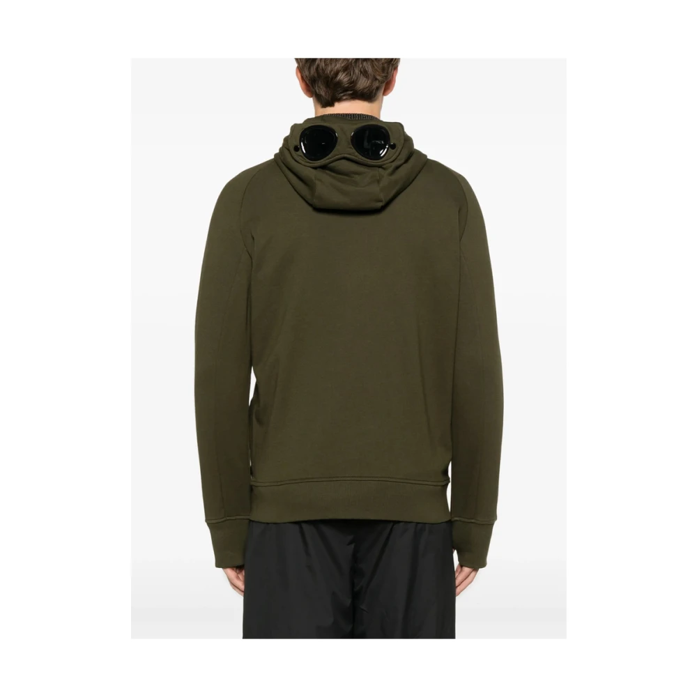 C.P. Company Khaki Goggles Hoodie Met Rits Green Heren