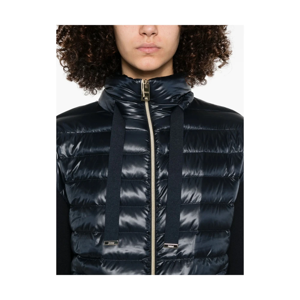 Herno Navy Blauwe Rits-Up Trekkoord Jas Blue Dames