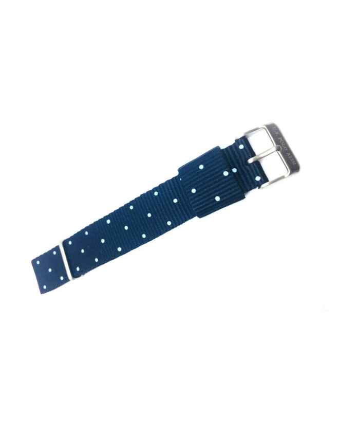blue-textile-watch-strap-polka-dot
