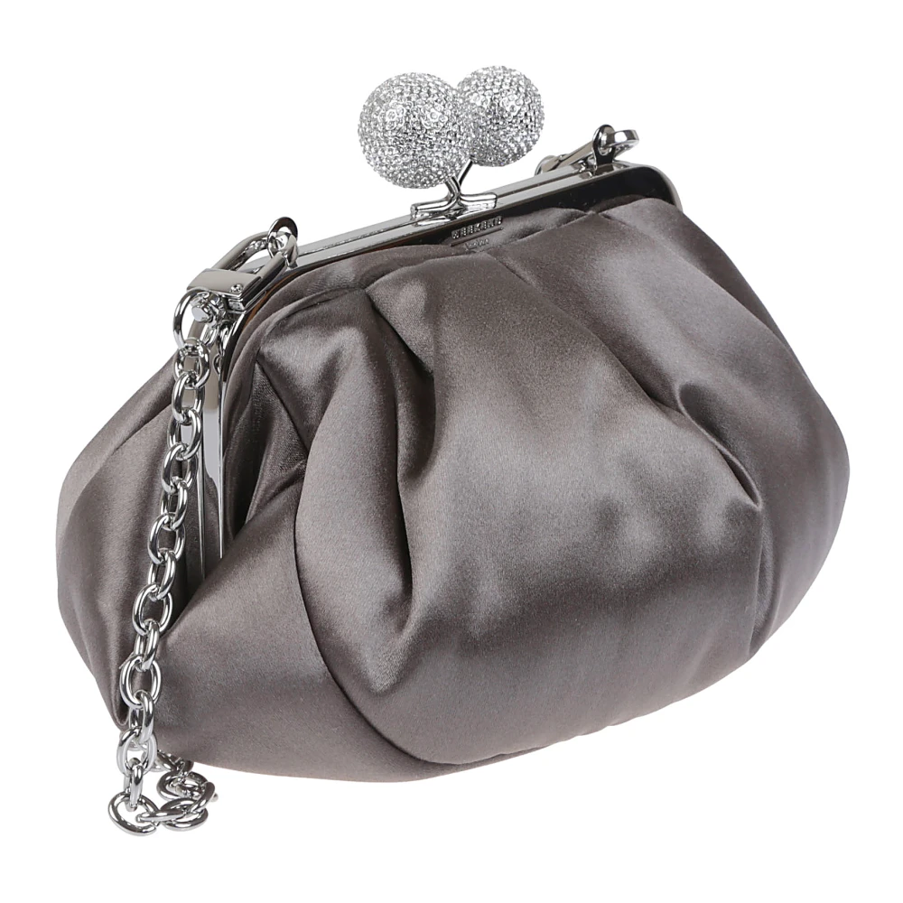 Max Mara Weekend Satijnen Zijden Clutch Tas met Strass Gray Dames