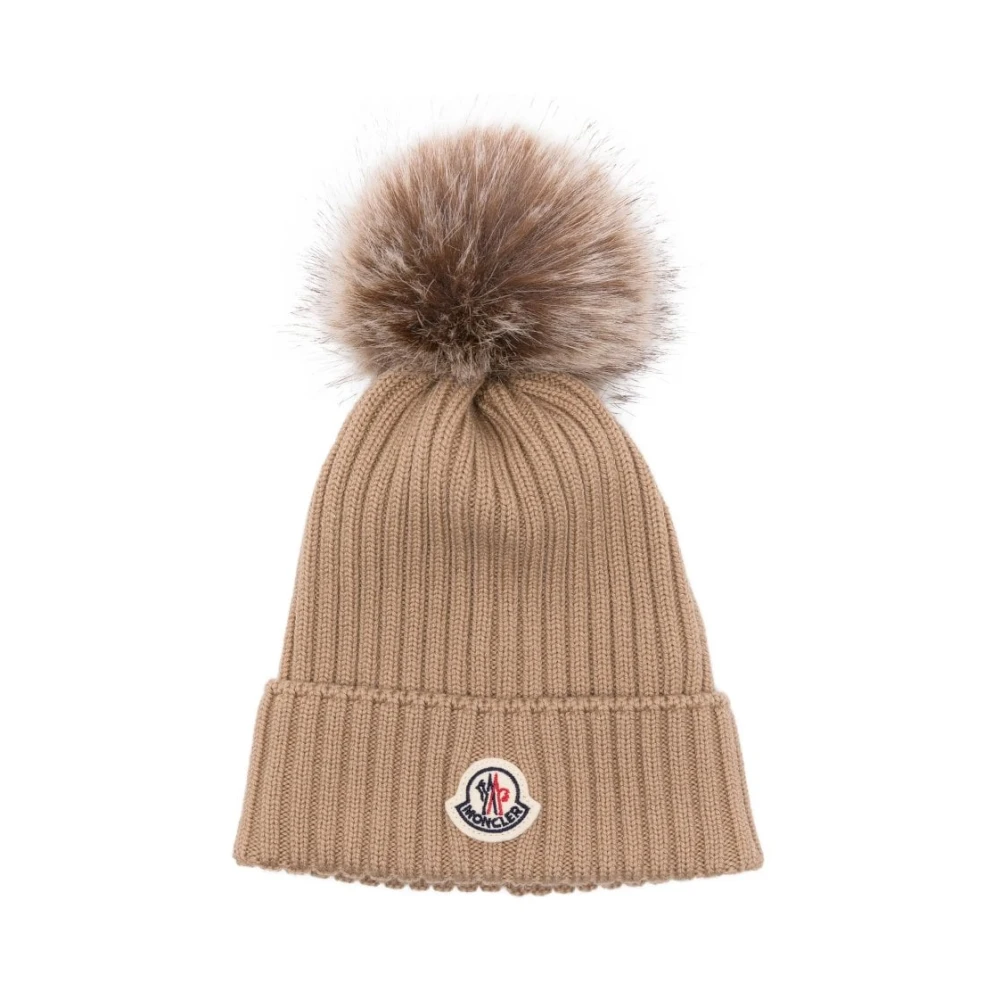 Moncler Kids' Wool Bobble Hat - Brown 231 - M - Image 4