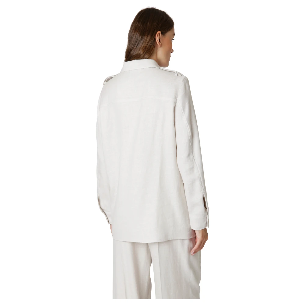 Eleventy Safari Linnen Wol Zijde Jas Beige Dames